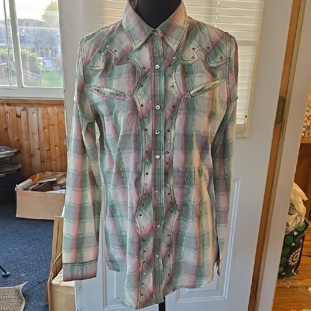 Women's Plaid Western Shirt Rock 47